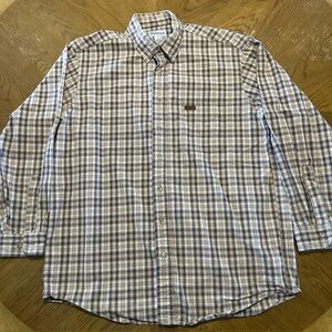 Carhartt Flannel Shirt Mens Large Tall Button Up Plaid Brown Heavy Workwear